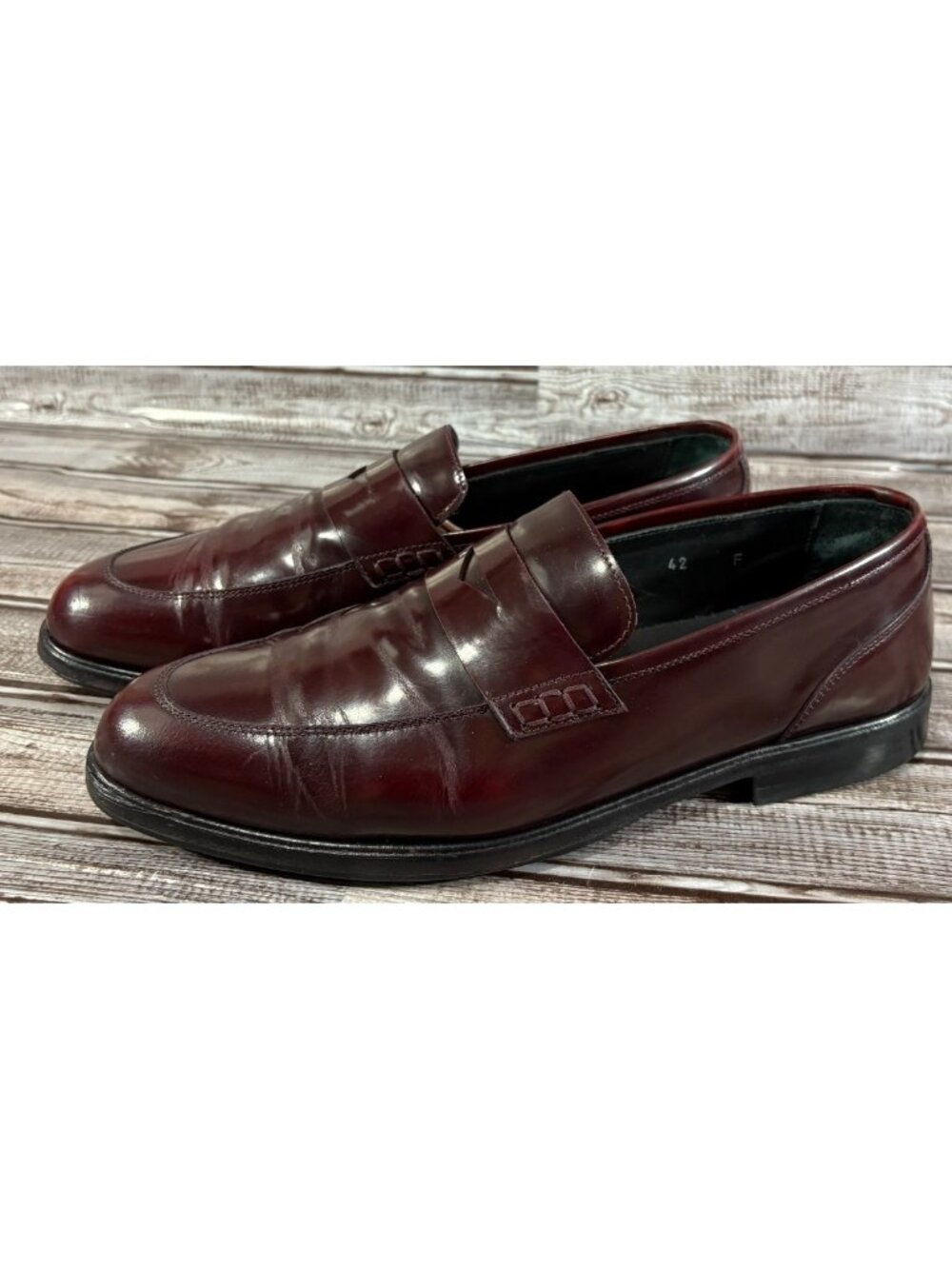 Harrys of London Classic Leather Penny Loafers size 42 US 9 color burgundy